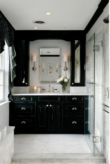 Черно-белая ванная комната: тонкости дизайна