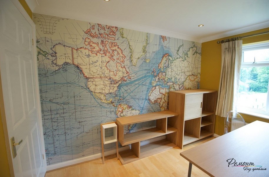Географические карты в интерьере квартиры: оригинальное украшение стен