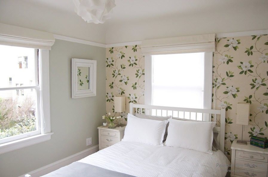 Дизайн флізелінових шпалер у спальній кімнаті