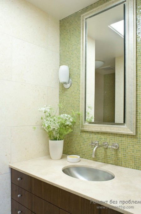 Стеклянная мозаика в интерьере | Современный дизайн кухни и ванной