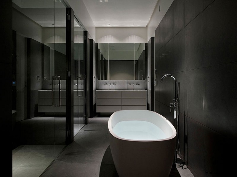 Интерьере ванной комнаты в стиле минимализм