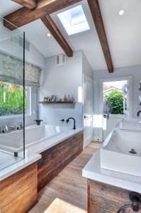 Стильная ванная комната из дерева