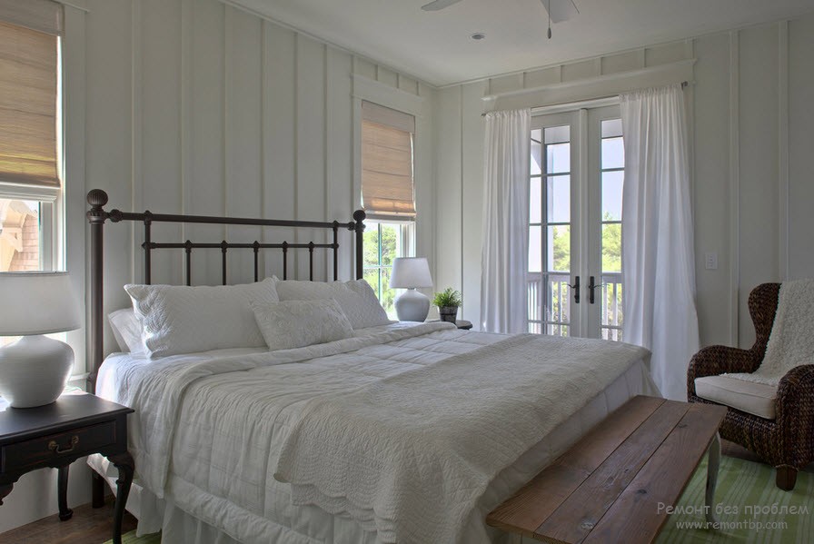 Белая светлая спальня