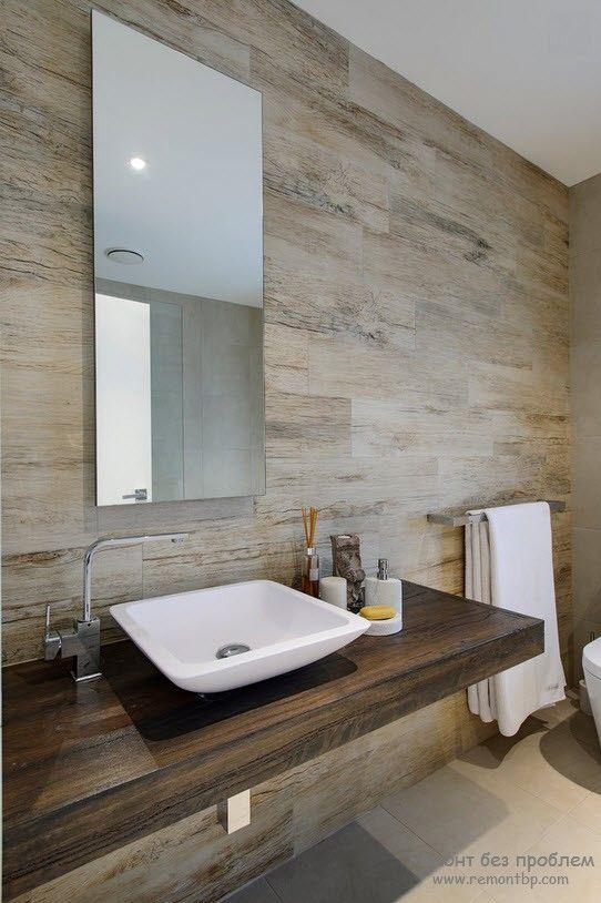 Вариант деревянного оформления стен в ванной комнате