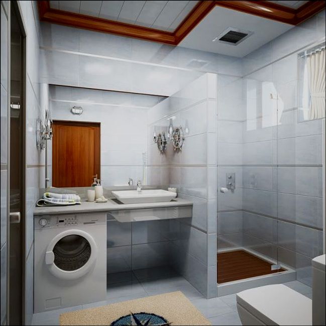 Гарний інтер'єр ванної кімнати з пральною машинкою
