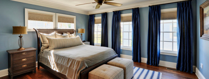 Дизайн синей спальни – синий цвет в интерьере