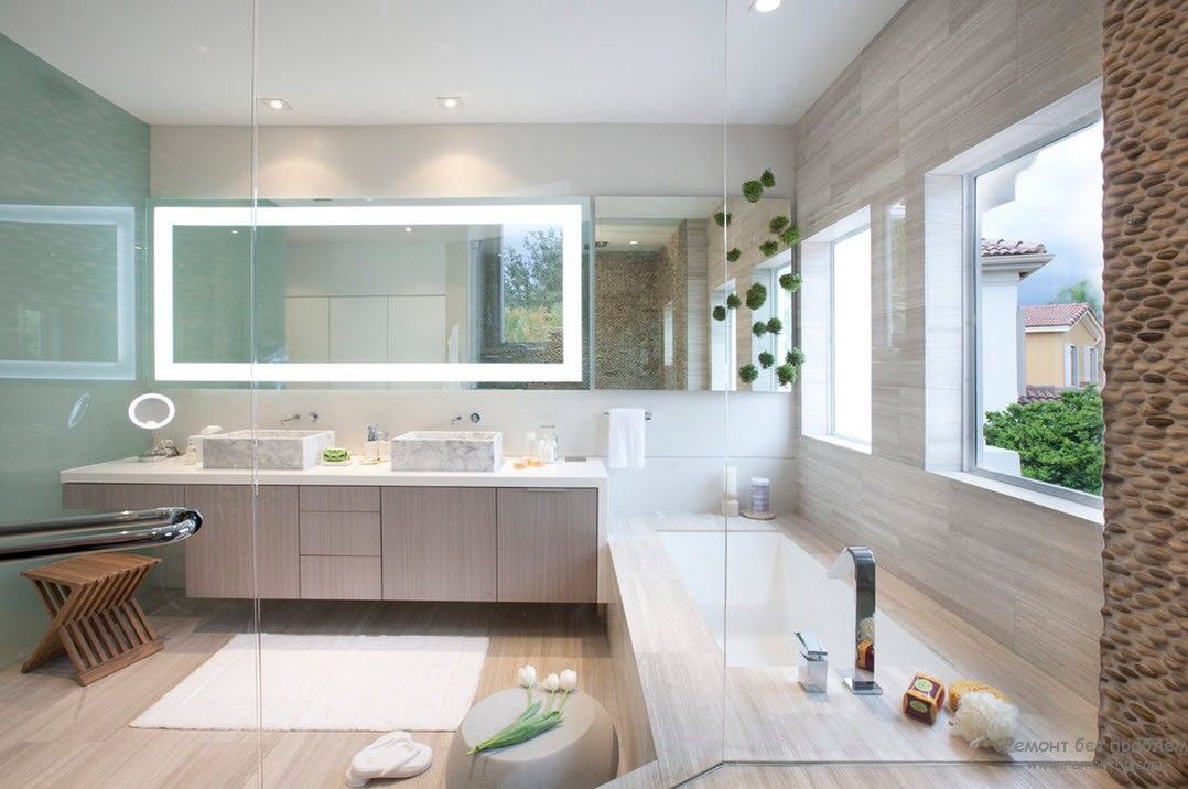 Стиль модерн в современном интерьере ванной комнаты