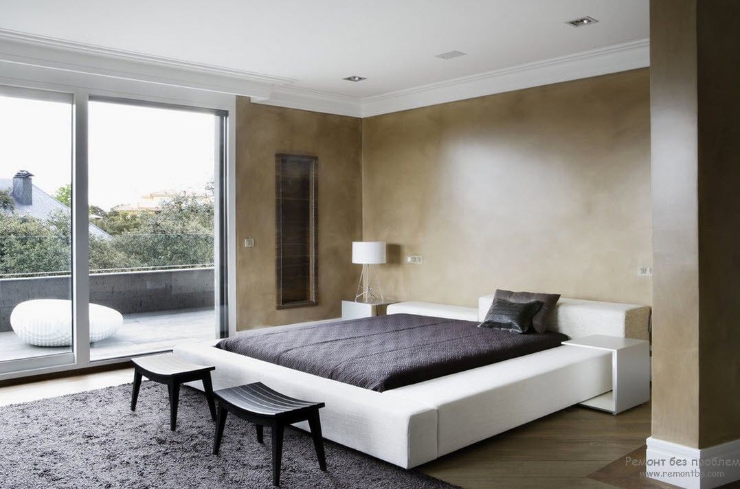 Пастельні тони в інтер'єрі спальні у стилі мінімалізм
