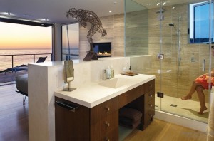 Оригинальный дизайн ванной комнаты в стиле минимализм