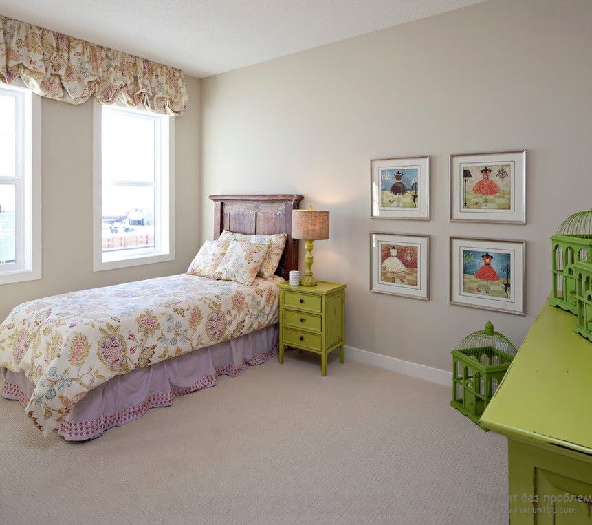 Зеленая мебель в качестве акцента интерьера детской комнаты