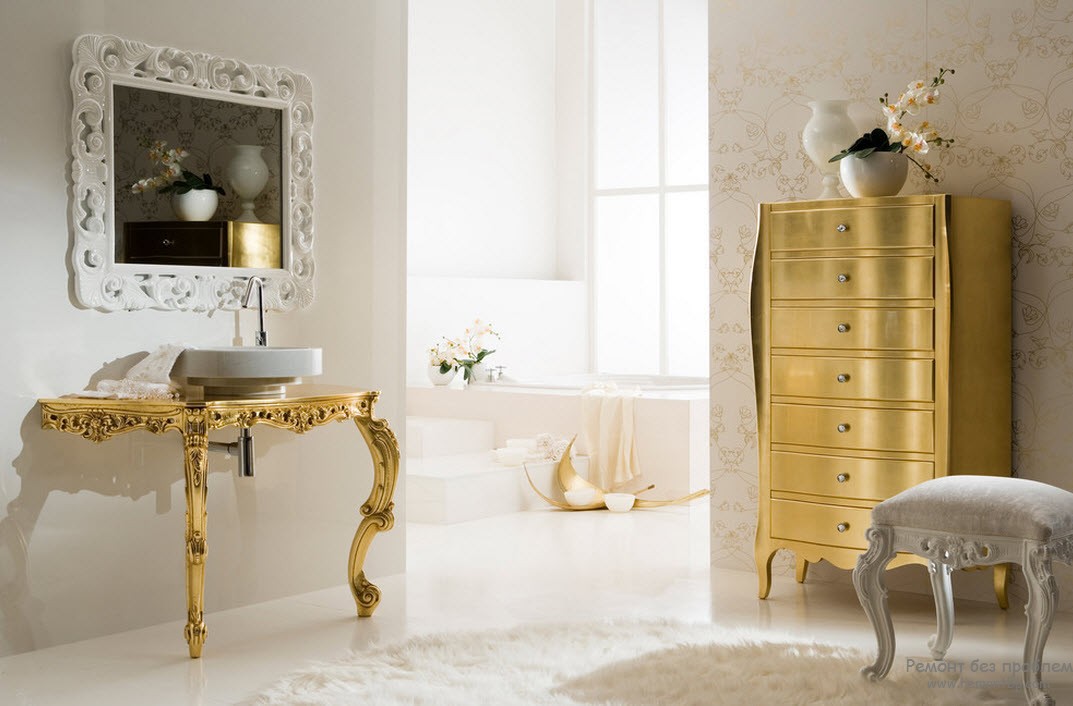 Меблі з вигнутими ніжками та позолота - характерна відмінність стилю бароко