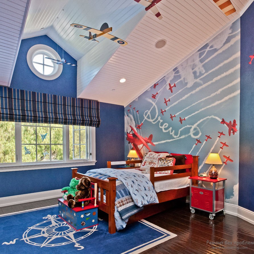 Дизайн комнаты для мальчика, увлекающегося самолетами