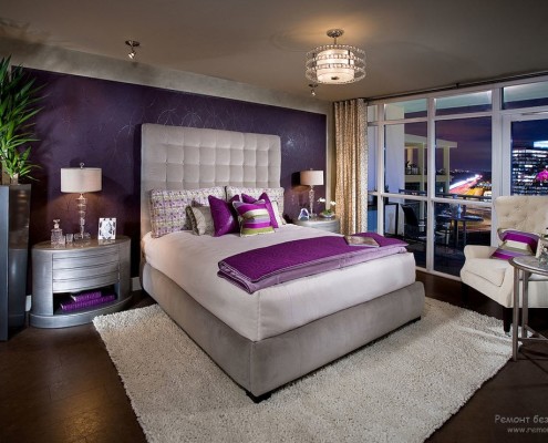 Красивая фиолетовая спальня