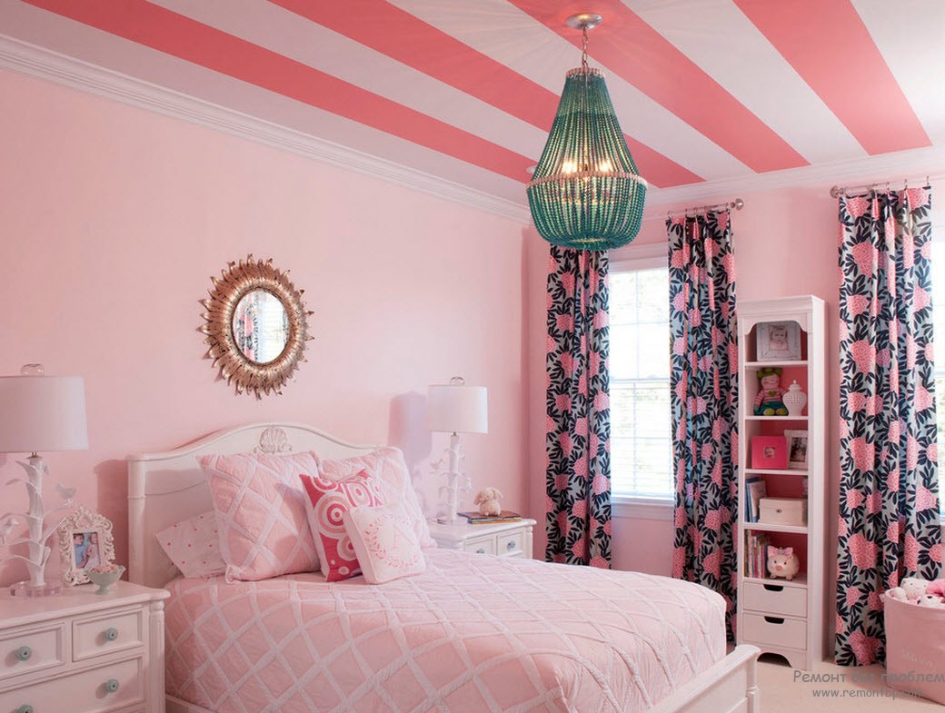 Жіночий інтер'єр рожевої спальні