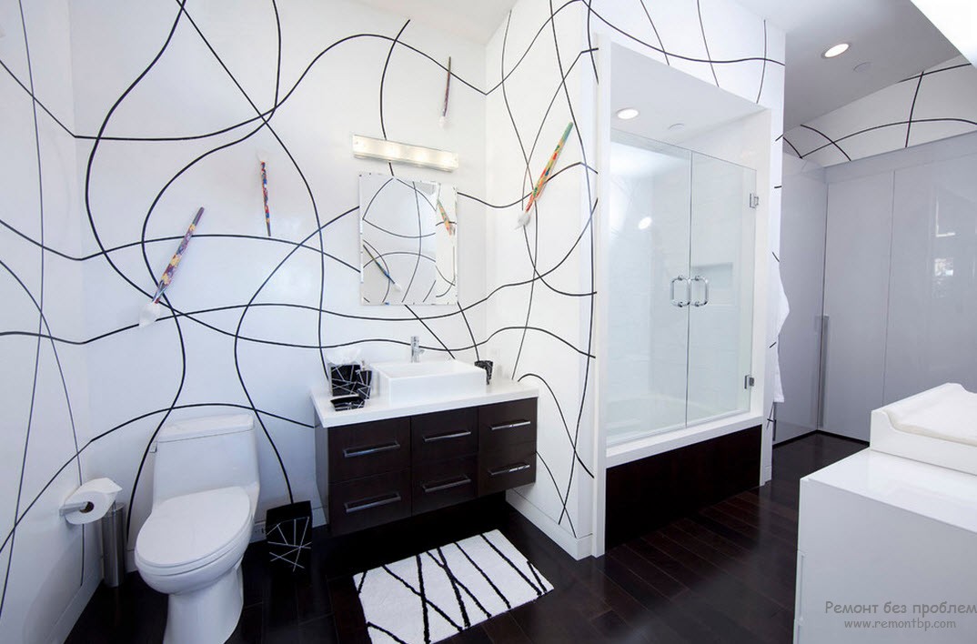 Дуже оригінальний дизайн чорно-білої ванної кімнати