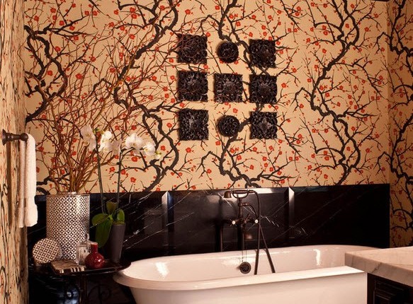 Красивые обои в ванной