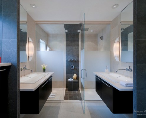Чёрно-белая ванная комната в современном стиле