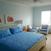 Голубая кровать в спальной