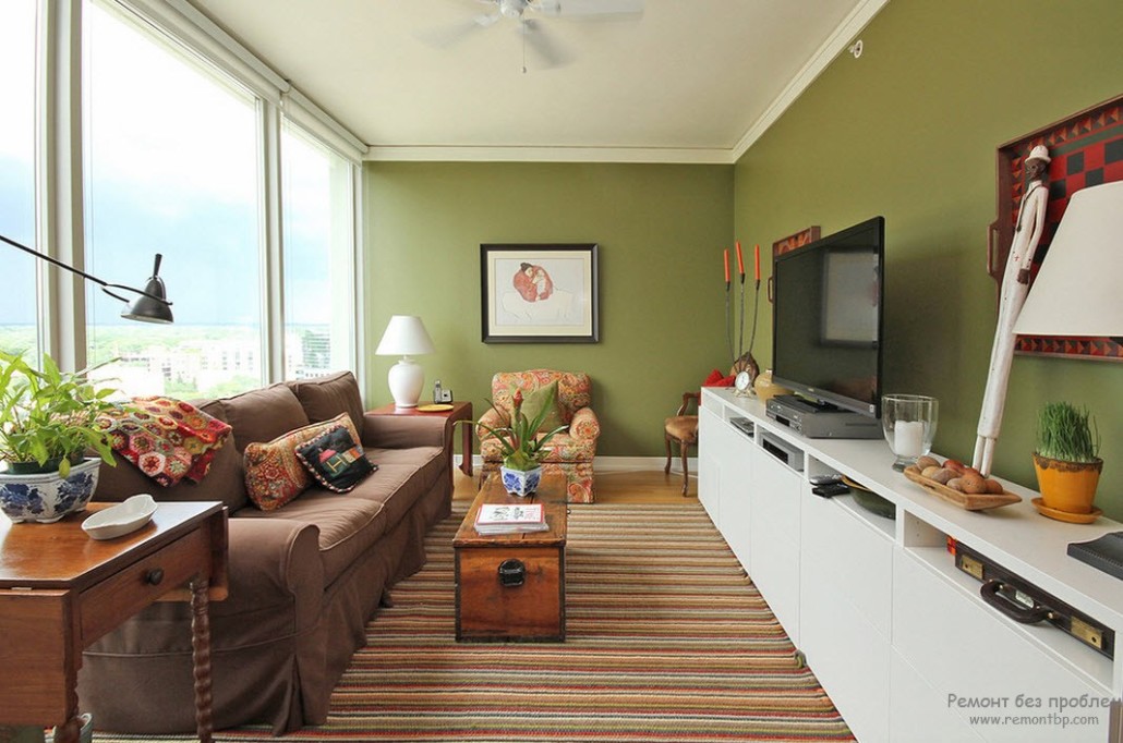 Интерьер и дизайн зеленой гостиной | Оформление комнаты в зеленом цвете