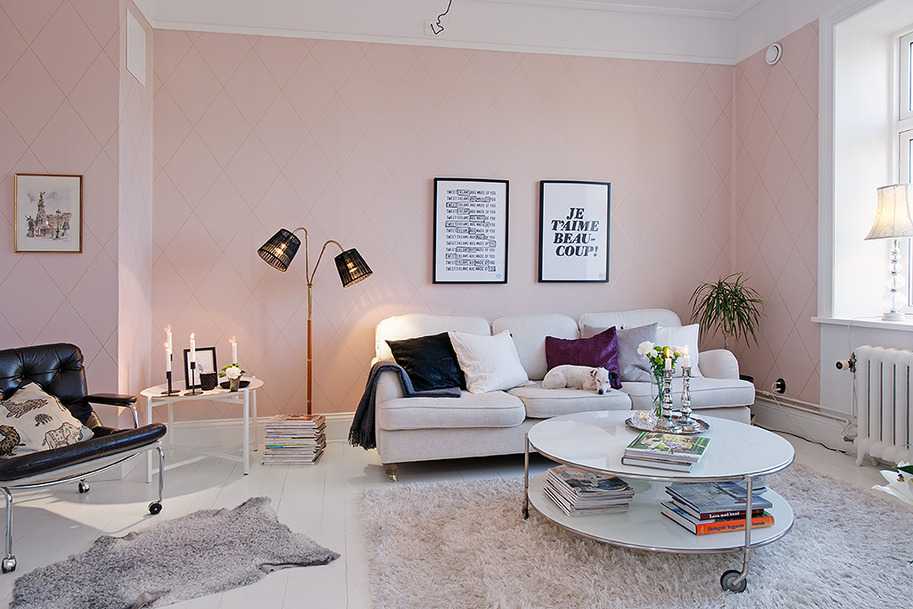 Серо-розовая гостиная (50 фото): приемы дизайна и декорирования