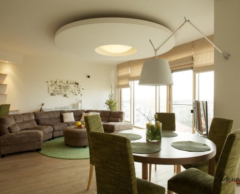 Дизайн стильной круглой гостиной