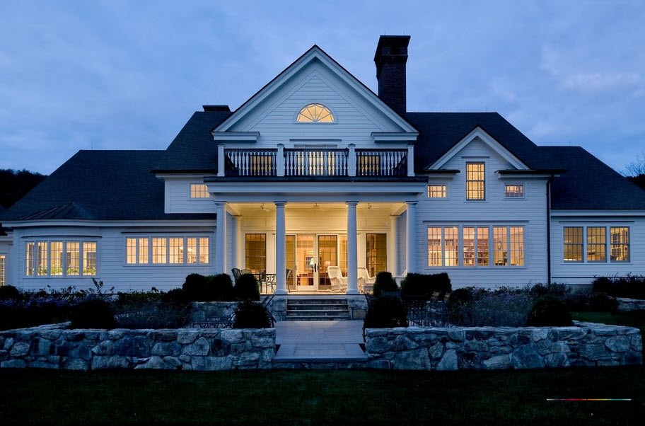 Роскошные дома в американском стиле: дизайн фасада и экстерьера на фото