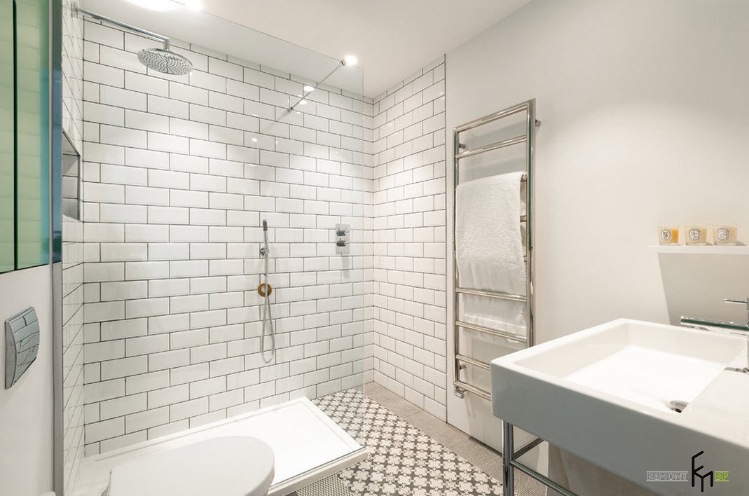 Белая ванная комната в стиле лофт 