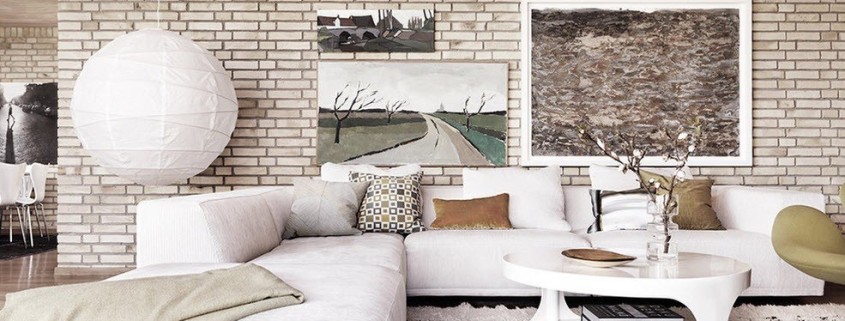 Интерьер гостиной в белых тонах