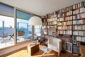 Интерьер гостиной-библиотеки