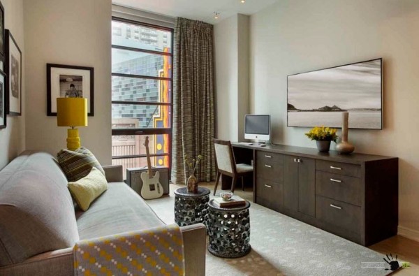 Мини-кабинет в гостиной