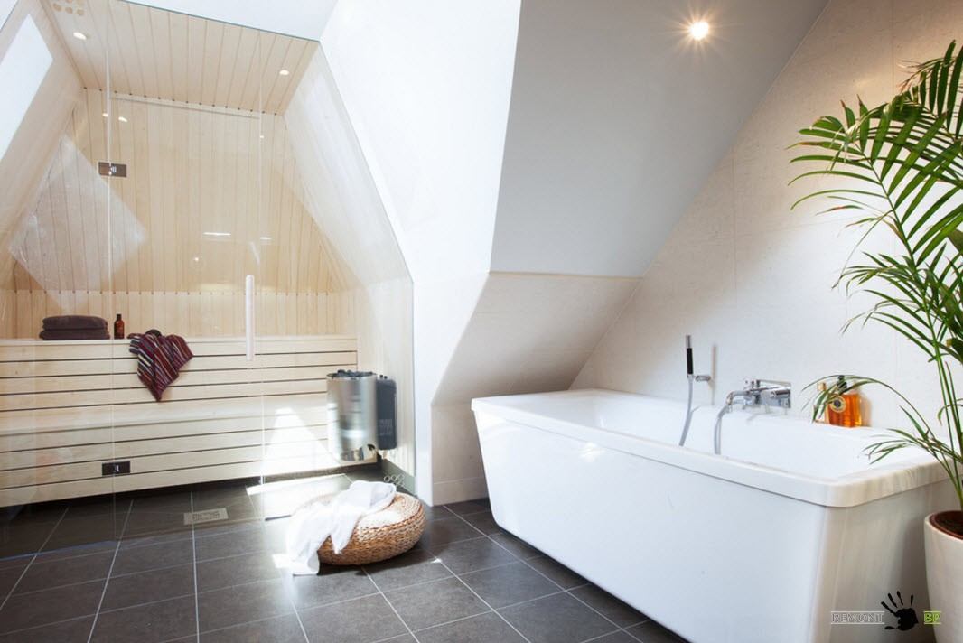 Ванная комната с сауной - оригинальный дизайн