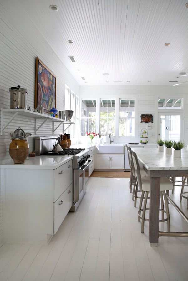 Біла підлога для кухні