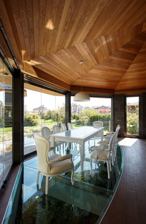 Столовая с белой мебелью