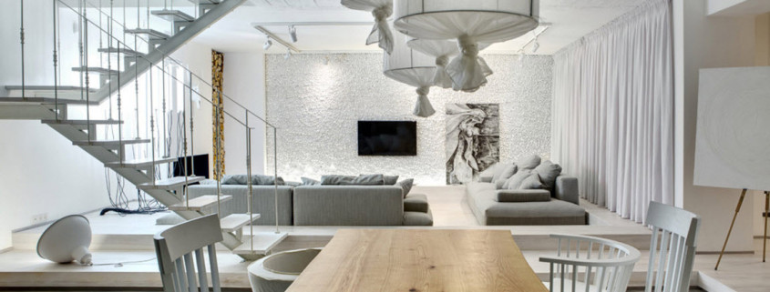 Белоснежная гостиная в киевском частном доме