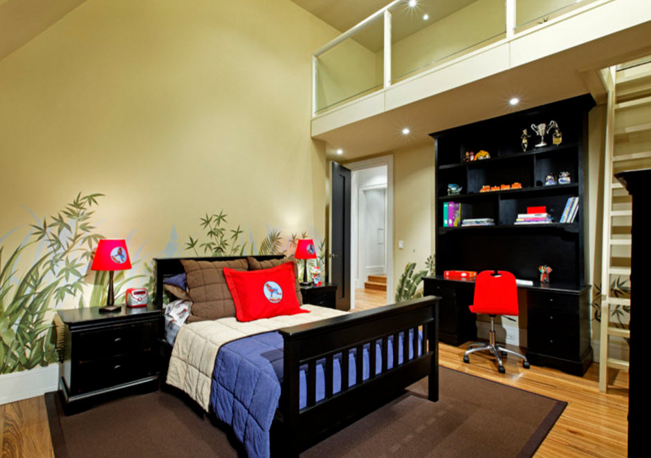 Контрастный и яркий дизайн комнаты для подростка