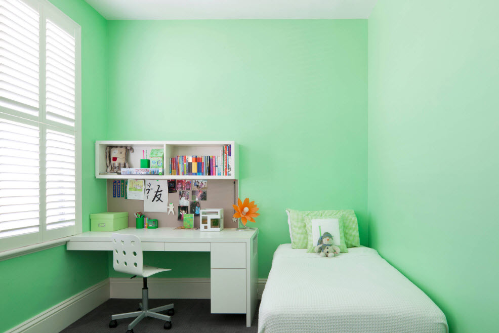 На фоне мятных стен