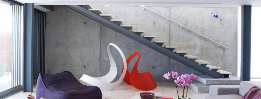 Современный стиль гостиной с бескаркасной мебелью