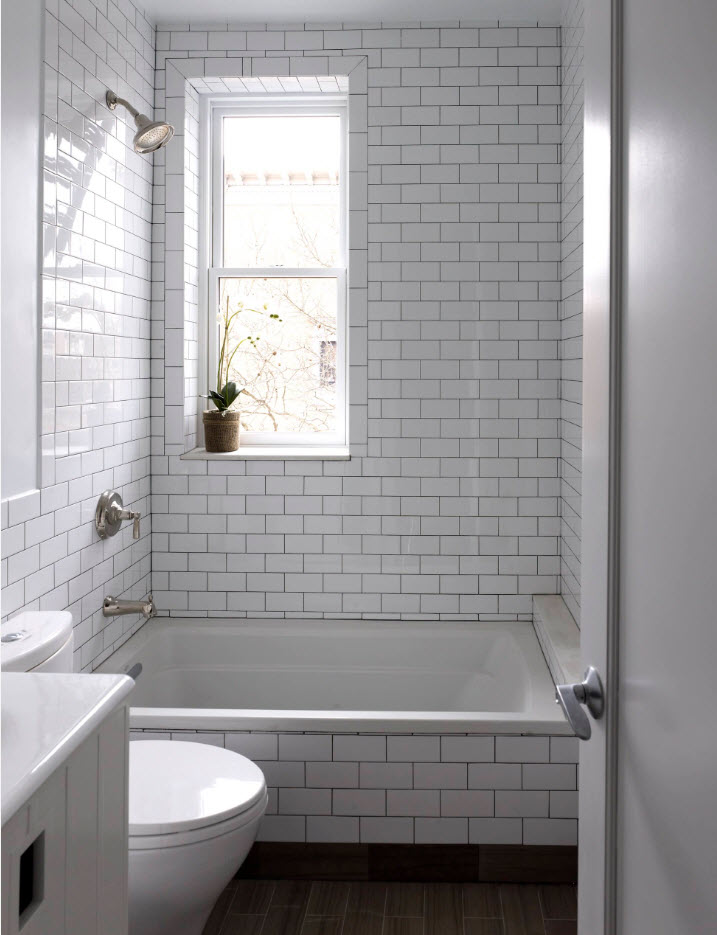 Белоснежная плитка " метро"