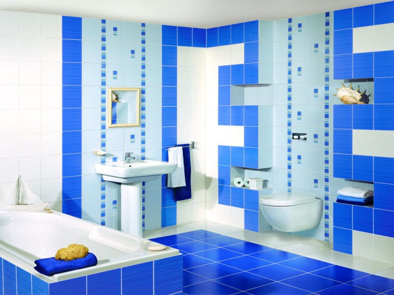 синяя ванная комната