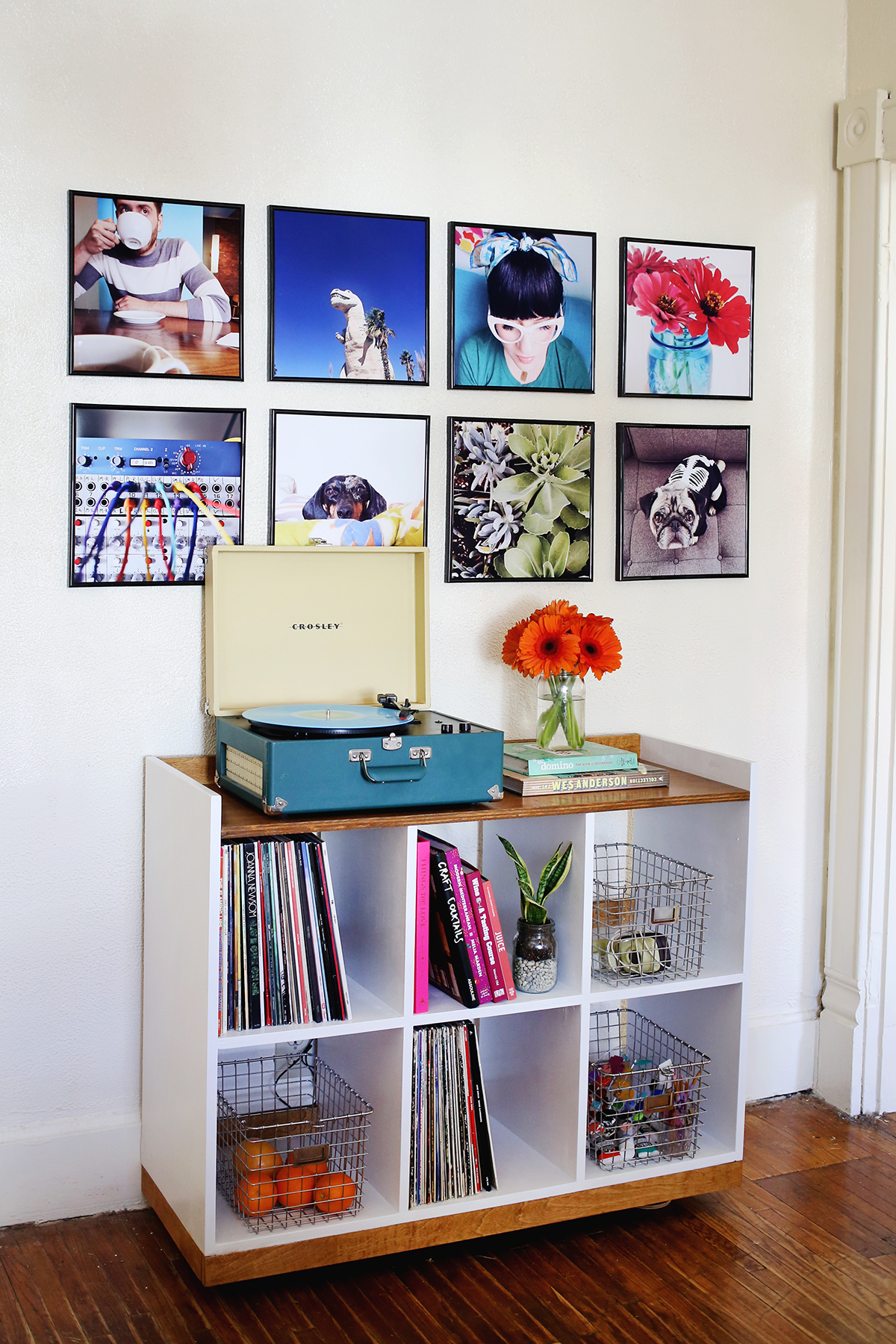 record-frame-photo-wall-from-a-beautiful-mess