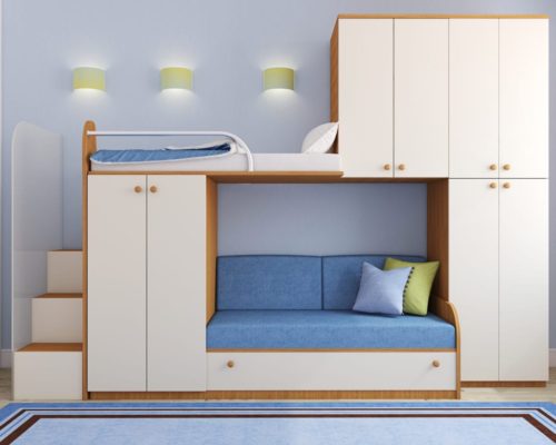 современная двухъярусная кровать с диваном