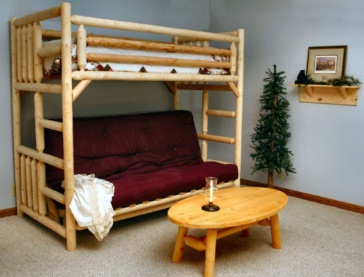 бамбуковая двухъярусная кровать с диваном