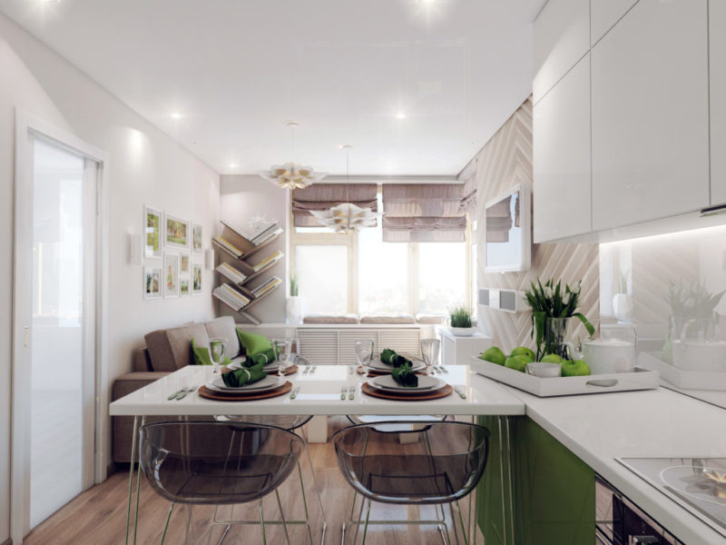 Дизайн однокомнатной квартиры с кухней гостиной