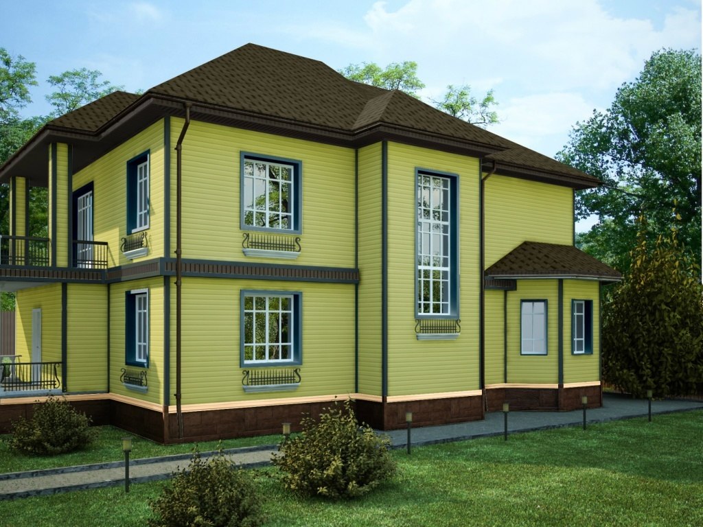 желто-коричневый дом из дерева
