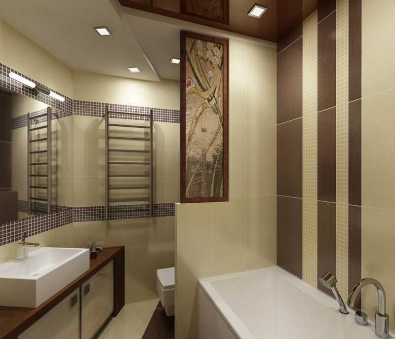 комбинация плитки и мозаики в ванной