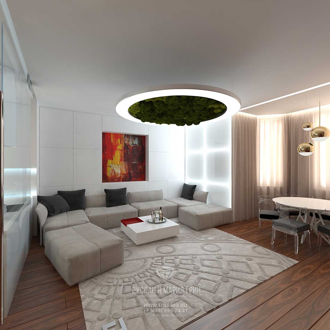 светодиоды в дизайне современной квартиры-студии