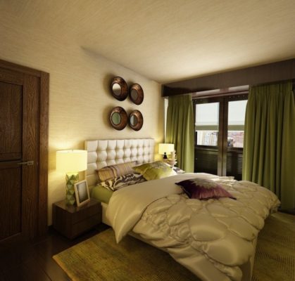 сочетание коричневого цвета с зелеными акцентами