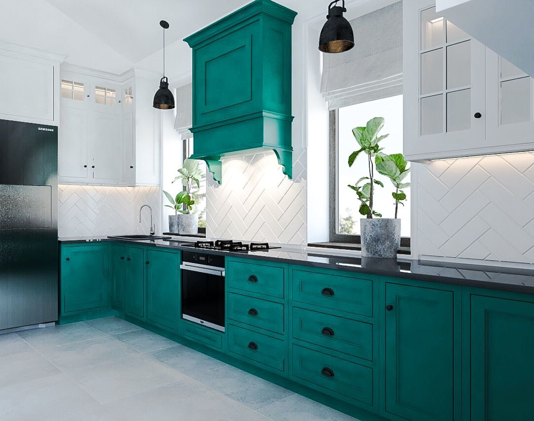 Зелёная кухня: 60 идей с фото оформления дизайна кухни зеленого цвета