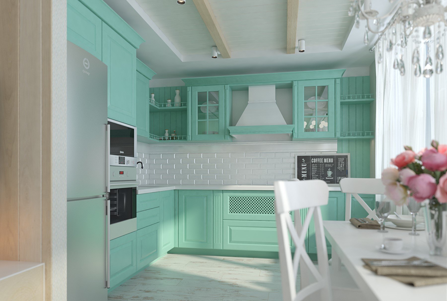 Бирюзовая кухня (70 фото): дизайн интерьеров кухонь в бирюзовых тонах, сочетания цветов