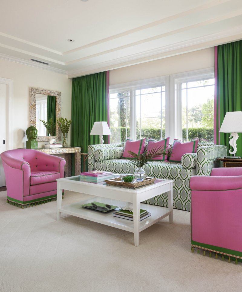 Рожева вітальня: 100 фото-ідей, поєднання кольору